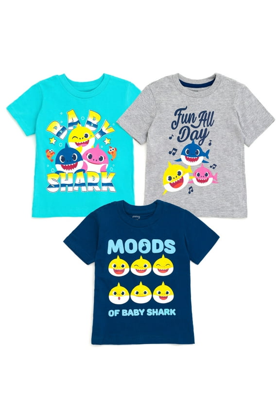 Baby Shark Infant Baby Boys 3 Pack T-Shirts Infant to Toddler