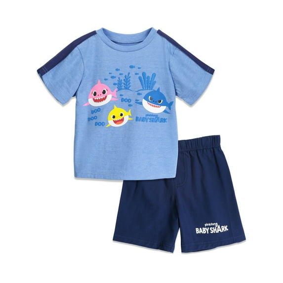 Pinkfong Baby Shark Infant Baby Boys T-Shirt and Shorts Outfit Set Infant to Toddler