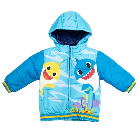 Pinkfong Baby Shark Infant Baby Boys Zip Up Puffer Jacket Infant to Toddler