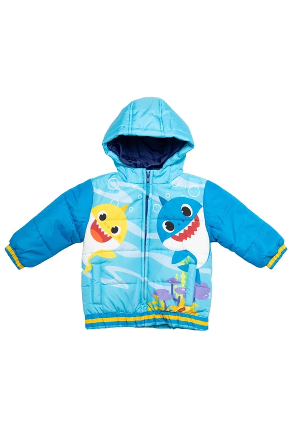 Baby Shark Infant Baby Boys Zip Up Puffer Jacket Infant to Toddler