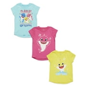 Pinkfong Baby Shark Infant Baby Girls 3 Pack Graphic T-Shirts Pink / Yellow/ Blue 18 Months