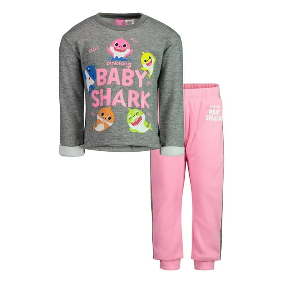 Pinkfong Baby Shark Infant Baby Girls Fleece T-Shirt and Pants Infant to Toddler