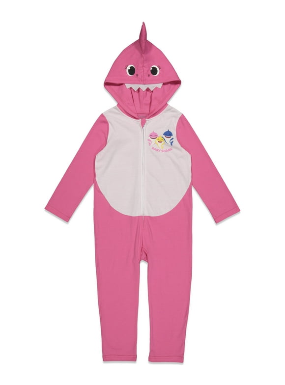 Pinkfong Baby Shark Infant Baby Girls Zip Up Costume Coverall Newborn to Little Kid