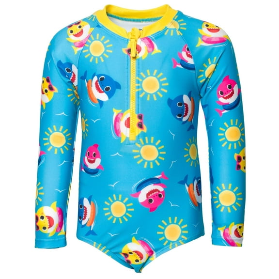 Pinkfong Zip Up One-Piece Bathing Suit, Size 12 Months, Blue (Girl's)
