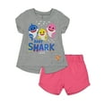 thumbnail image 1 of Pinkfong Baby Shark Little Girls T-Shirt and Shorts Outfit Set Infant to Little Kid, 1 of 5