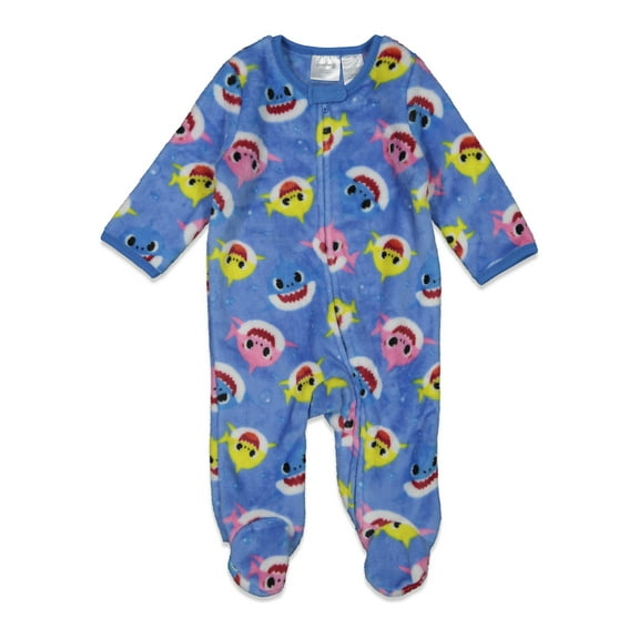 Pinkfong Baby Shark Newborn Baby Boys Fleece Zip Up Coverall Woobie Newborn to Infant