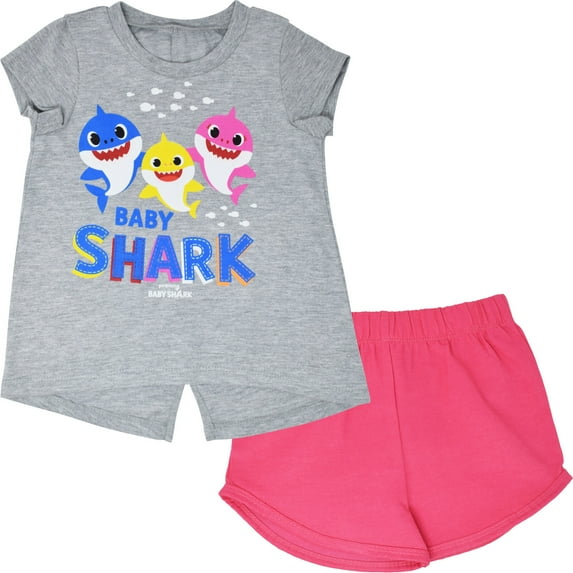 Pinkfong Baby Shark T-Shirt and Shorts Outfit Set Toddler to Little Kid