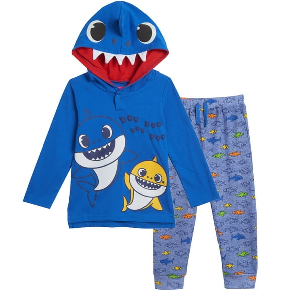 Pinkfong Baby Shark Toddler Boys Pullover Costume Hoodie and French Terry Pants Outfit Set Newborn to Little Kid