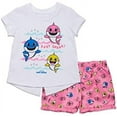 thumbnail image 1 of Pinkfong Baby Shark Toddler Girls French Terry T-Shirt Shorts Set Pink/White 5T, 1 of 3
