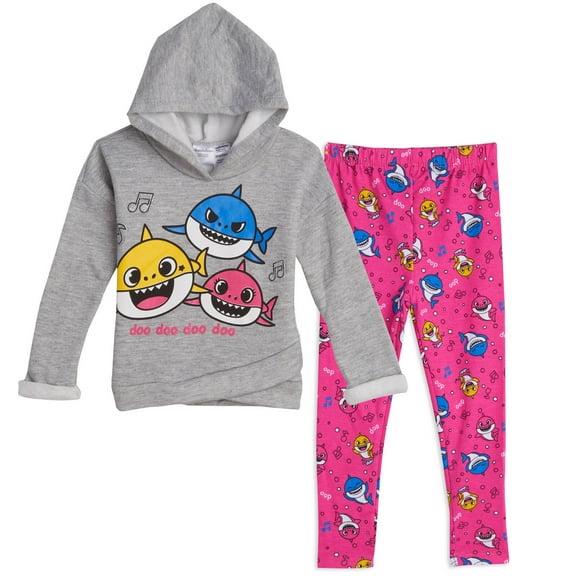 Pinkfong Baby Shark Toddler Girls Pullover Fleece Hoodie and Leggings Outfit Set Infant to Toddler