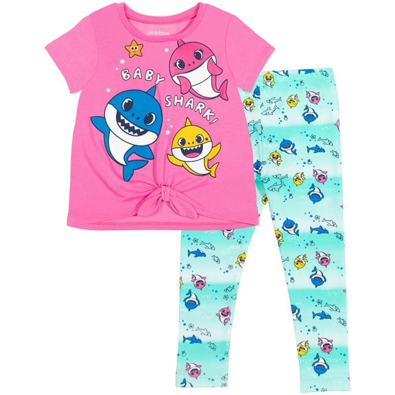 Pinkfong Baby Shark Toddler Girls T-Shirt and Leggings Outfit Set Infant to Little Kid
