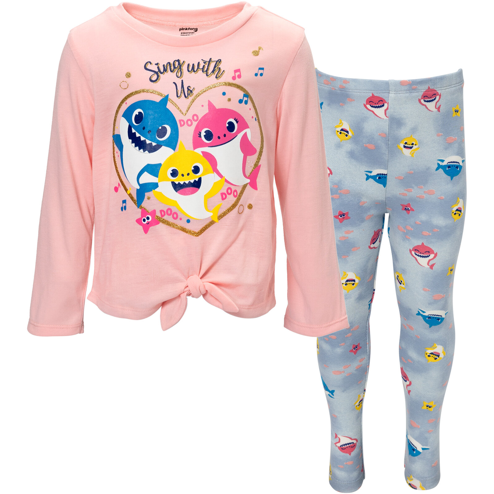 Baby Shark Baby Girl Top & Leggings Outfit, 2Piece Set