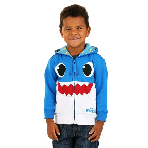 Pinkfong Boys Baby Zip Up Big Face Hoodie-Daddy Shark Blue Toddler Sizes 2t-5t