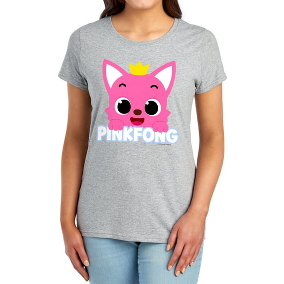 Pinkfong Face Women's T Shirt, Athletic Heather, Medium