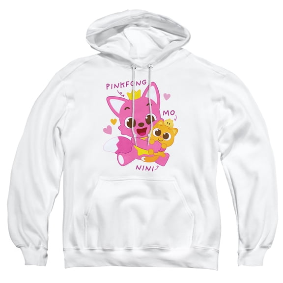 Pinkfong Nini and Mo Adult Pull-Over Hoodie, White, Large