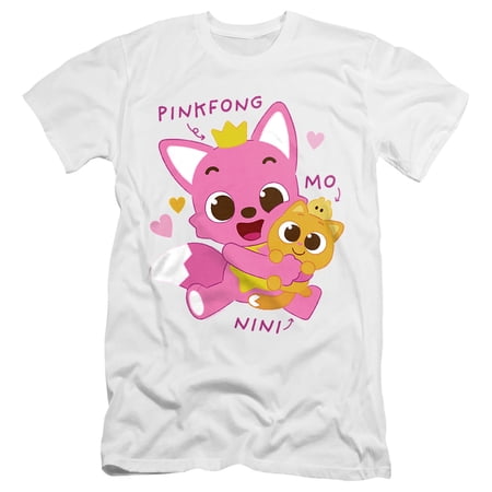 Pinkfong Nini and Mo Unisex Adult Canvas Brand T Shirt, White, Medium