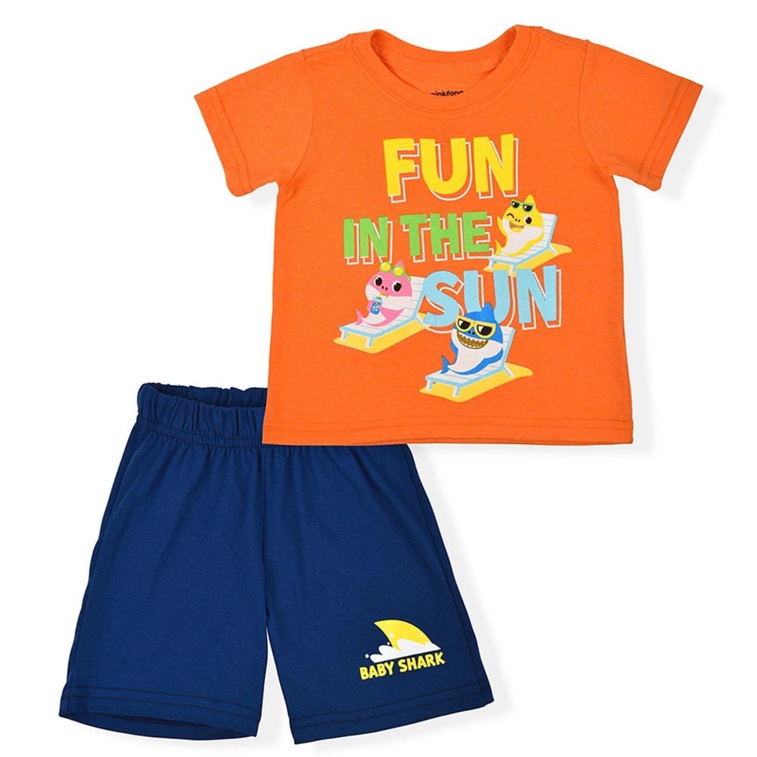 Pinkfong Toddler Boy's Baby Shark "Fun In The Sun" Orange & Blue 2pc Shorts Set-2T