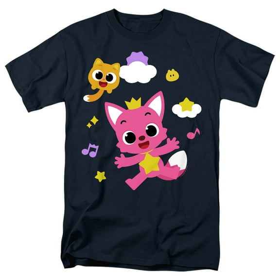 Pinkfong and Ninimo Clouds Unisex Adult T Shirt, Navy, Medium