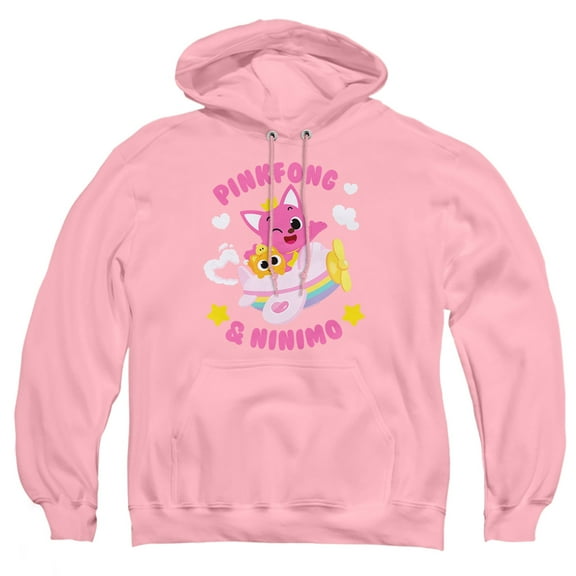 Pinkfong and Ninimo Flying Adult Pull-Over Hoodie, Pink, Large