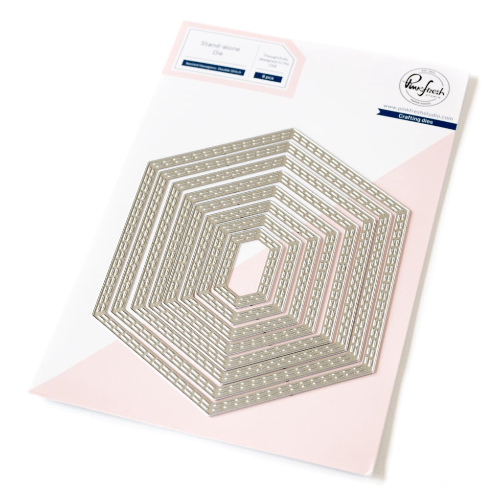 Pinkfresh Studio Essentials Die Set-Nested Hexagons Double Stitch ...