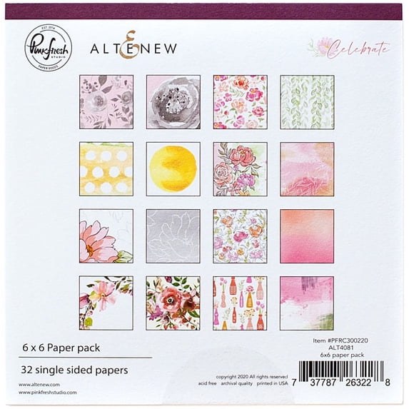 Pinkfresh Studio Single-Sided Paper Pack 6"X6" 32/Pkg-Celebrate, 16 Designs/2 Each