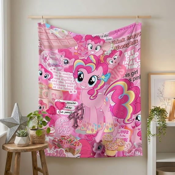 Pinkie Pie Blanket, Cute Pink My Little Pony Throw, Scrapbook Aesthetic ...
