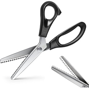 Pinking Shears for Fabric Cutting,Decorative Zig Zag Cutter,Craft Scissors for Many Kinds of Sewing Fabrics Leather and Craft Paper,Ergonomic Grips,Handheld Peaking Shears,Black,Serrated 0.2 in
