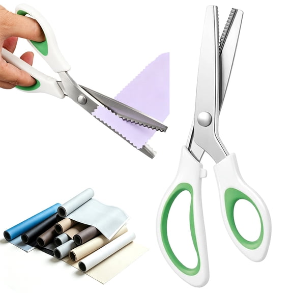 Pinking Shears for Fabric Cutting,Pinking Shears Zig Zag Fabric Sewing Craft Scissors,All Metal Heavy Duty Sharp Shear,Durable Metal Comfort Grip Pinking Cutters,Serrated Edge Cloth Scissors Tool