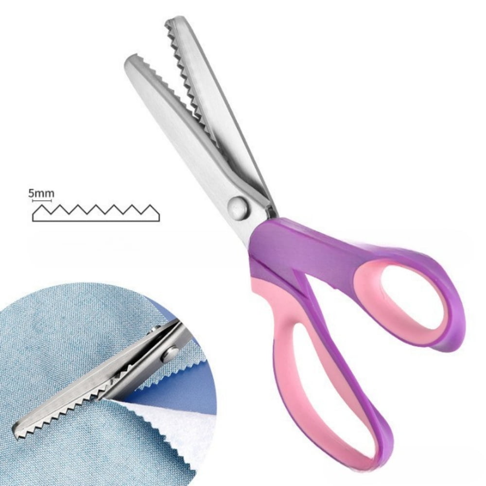 Pinking Shears for Fabric Cutting, Zig Zag Scissors, Scrapbook Scissors  Decorative Edge for Adults, Great for Many Kinds of Sewing Fabrics Leather  and Craft Paper, Pink Purple 