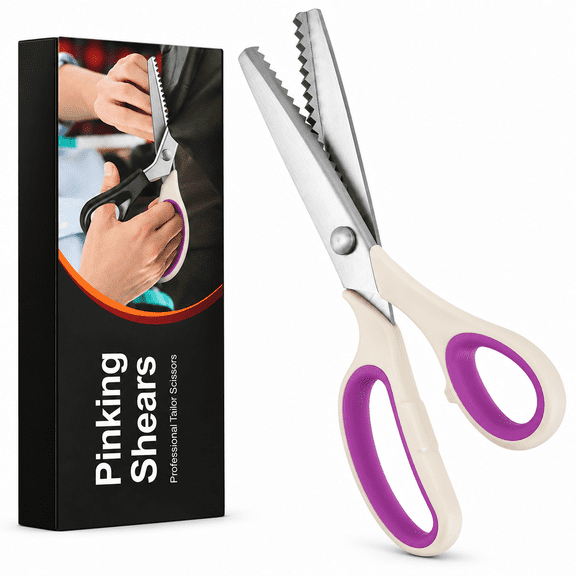 Pinking Shears, Sharp Serrated Stainless Steel Blades, Pinking Shears for Fabric Cutting, Non-slip Comfort Handle