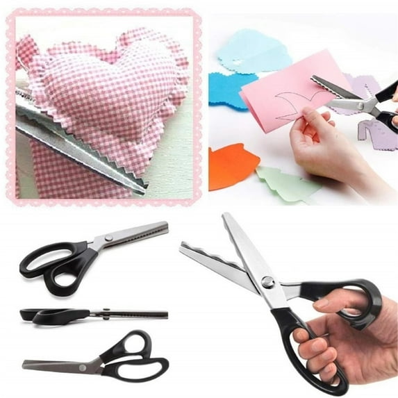 Pinking Shears Stainless Steel Serrated Blade 23.5cm Black Triangle Fabric Scissors for CuttingforKitchen Supplies(Black),Ccwuwei