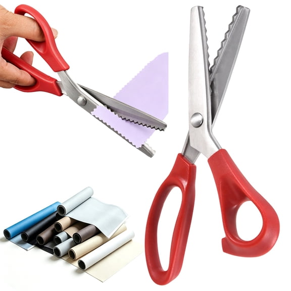 Pinking Shears, Zig Zag Fabric Cutting Shears, Sewing Craft Scissors, Heavy Duty Sharp Shear, Durable Metal Comfort Grip, Serrated Edge Cloth Scissors, Fabric Cutting Tool