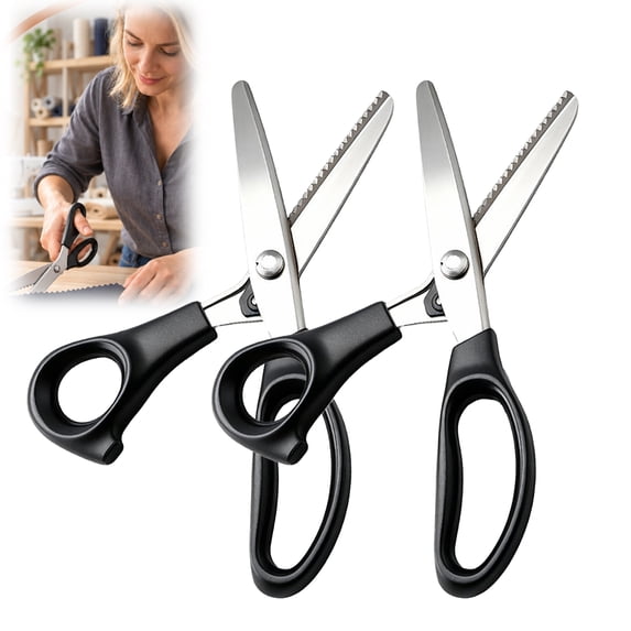 Essential Coth Pinking Shears for Fabric, Zig Zag Sewing Scissors, Black Handle 3mm ...