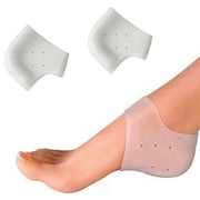 Pinkiou 1 Pair Silicone Gel Heel Protector Heel Pads Cushion with Perforated,Foot Care for Plantar Fasciitis, Blister