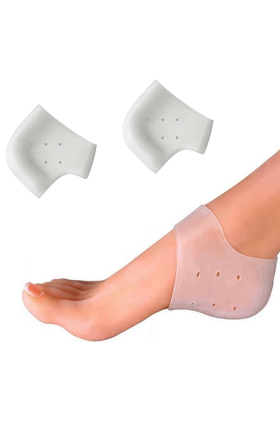 1 Pair Silicone Gel Heel Protector Heel Pads Cushion with Perforated,Foot Care for Plantar Fasciitis, Blister