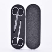 Pinkiou 2 Pieces Curved and Round Facial Nose Hair Scissors for Men Women Stainless Steel Set with Storage Box Moustache Scissor Beard Trimming Scissors Safety Use for Eyebrows Eyelashes Ear