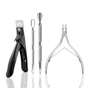 Pinkiou 4 Pcs Sliver Nail Cuticle Nipper, Pedicure  Clipper Manicure Tool Set, Cuticle Trimmer Nipper with Cuticle Pusher, Cuticle Remover for Ingrown Toenails Nail Care