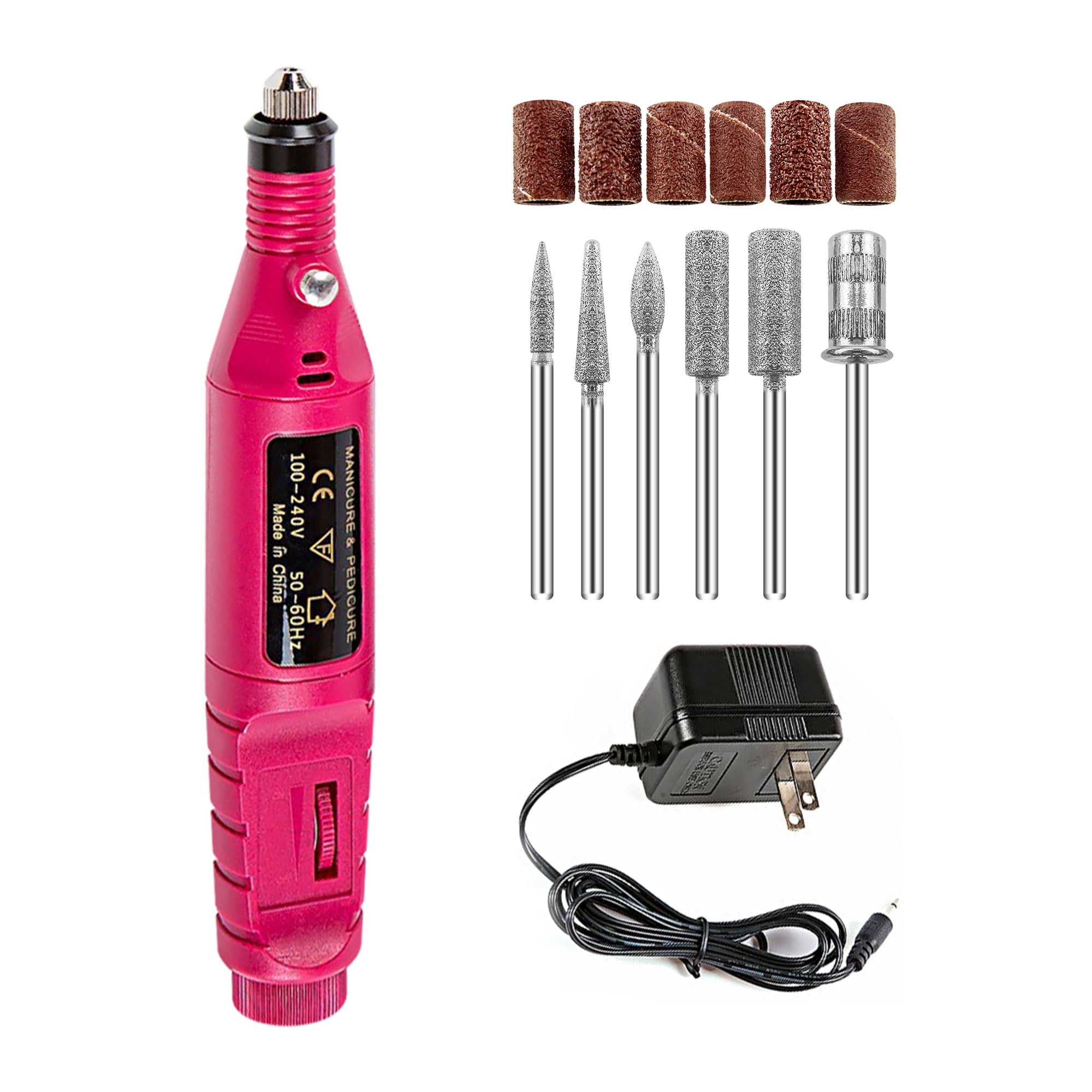 Pinkiou Electric Nail Drill Machine Nail Drill Kit 20000 RPM Portable Nail Drill for Acrylic Nails, 6 Acrylic Gel Remover Nail Tools, Nail Polishing Machine Pedicure Set