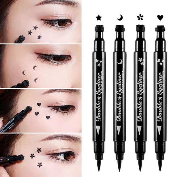 Pinkiou Eyeliner Stamp Winged Eyeliner Pen for Cat Eye Waterproof Double Sided Long Lasting Seal Waterproof Eye Liner (4 in 1)