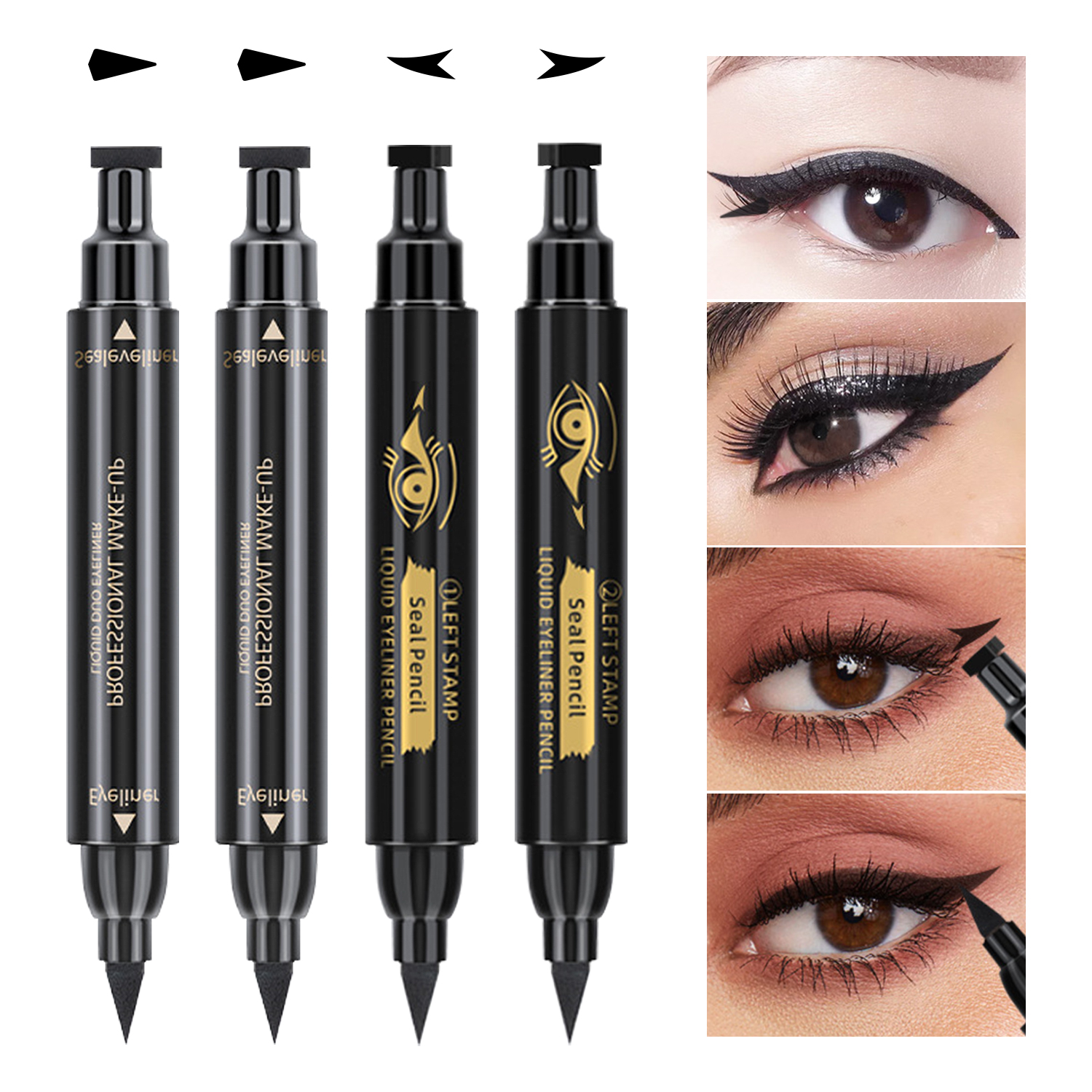 Dual Ended Winged Liquid Eyeliner Long Lasting Waterproof Smudgeproof Eye Makeup Seal Stamp Tool 