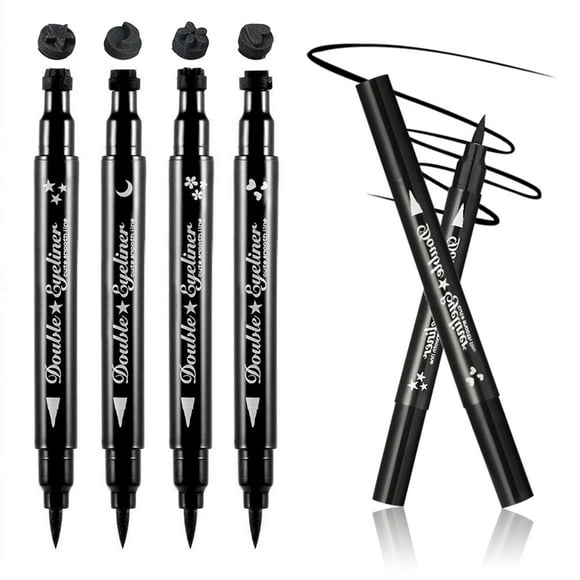 Pinkiou Eyeliner Pen with Cat Eye Winged Eyeliner Stamp Waterproof Double Sided Long Lasting Seal Waterproof Eye Liner (4 in 1)