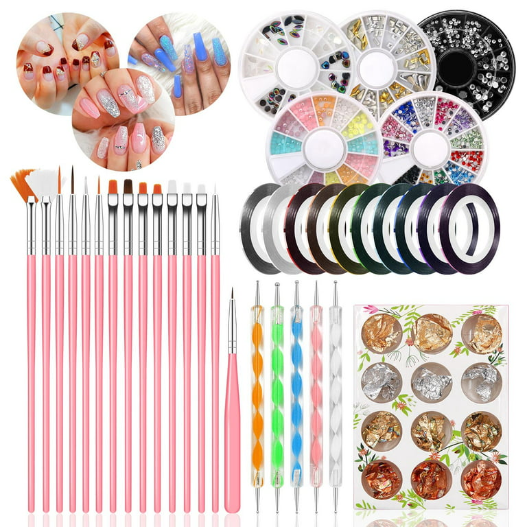 Nail Design Kit for Acrylic Nails Decoration with Nail Art Brushes