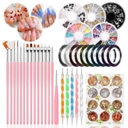Pinkiou Nail Art Brushes Kit Pen Designer Stamp Tools for Nails Decorations, Pink
