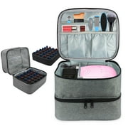 Pinkiou Nail Polish Organizer Bag 30 Bottles Double Layer Design Portable Nail Organizers and Storage for Nail Tech, Nail Polish Holder Nail Polish Organizer Case for uv Light Storage
