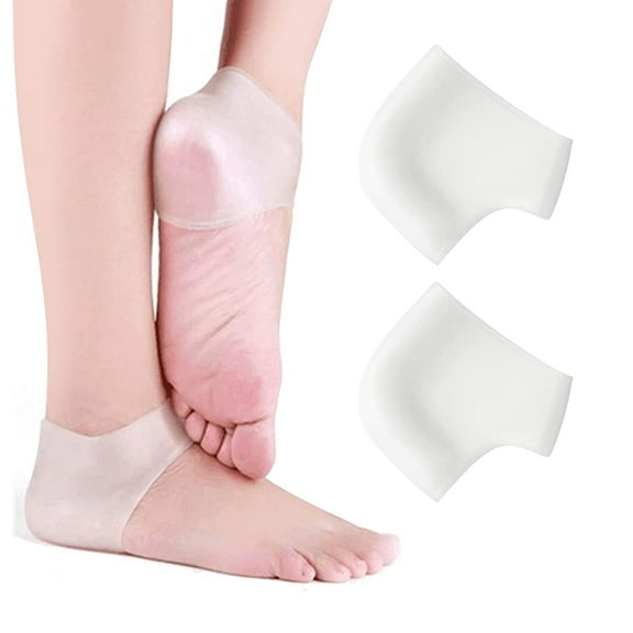 Pinkiou Pair Silicone Gel Heel Protector Heel Pads Cushion for Plantar Fasciitis, Blister, Cracked Foot