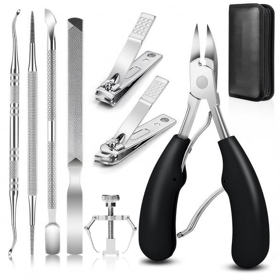 Ingrown Toenail Tools Kit Professional Nail Clippers Set Toenail Clippers with Zipper Bag Nail Cutter 6 Pieces Stainless Steel Manicure Kit for Nail Care Manicure Pedicure Set Tools