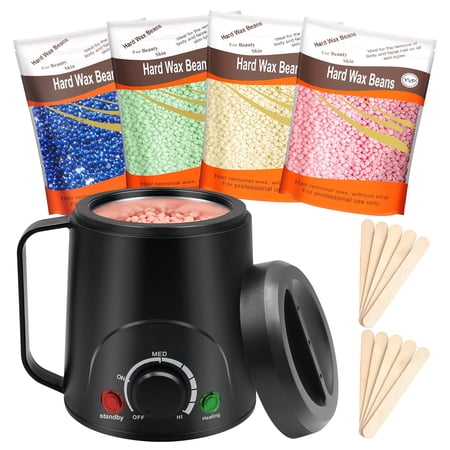 Pinkiou Portable Wax Kit for Hair Removal Wax Warmer with Wax Beans for Bikini Full Body Face Eyebrows Legs Armpit Hair Removal Design for Sensitive Skin