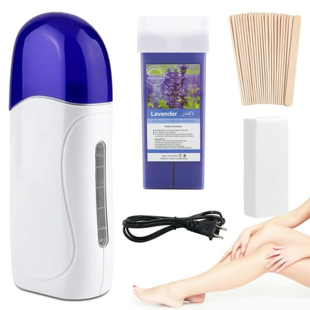 Pinkiou Roll on Wax Warmer Kit, Paraffin Wax Machine Portable Waxing Kit for Women Electric Depilatory Wax Heater for Hair Removal, Wax Roller Kit for Travel for Men Women (Lavender)