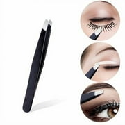 Tweezers for Women Facial Hair Precision Eyebrow Tweezers for Women & Men, Ingrown Hair Removal Stainless Steel Black Sharp, Slant Tweezer for Eyebrows (Black)
