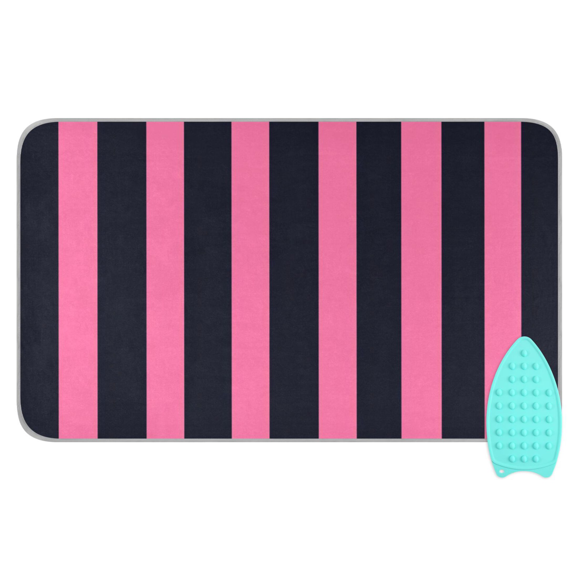 Pinkish Black Wide Stripes Ironing Mat Blanket Portable Travel Ironing Pad Heat Resistant Pad 47.2" x 27.6”